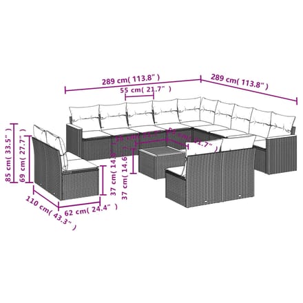vidaXL - Patio - Sofa - Set - 13-zits - Beige - and - Grey