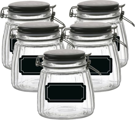 Weckpot/inmaakpot - 10x - 1L - glas - met beugelsluiting - incl. etiketten