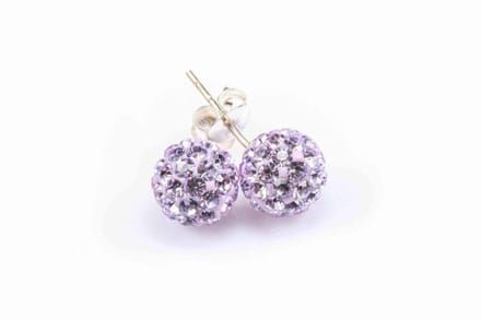 Karma Oorbellen Crystal Ball Lila Zilver | 4 mm