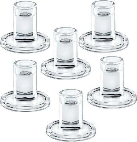 Set van 6 Transparante Glazen Kaarsenhouders voor Decoratie