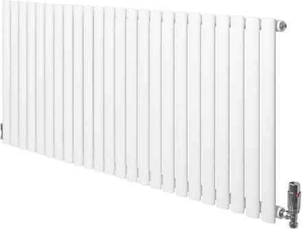 Ovale radiator 1 kolom - 600x1440 mm - wit - thermostaatkraan