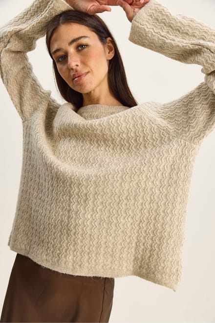 Crewneck Dikke Oversized Gebreide Trui