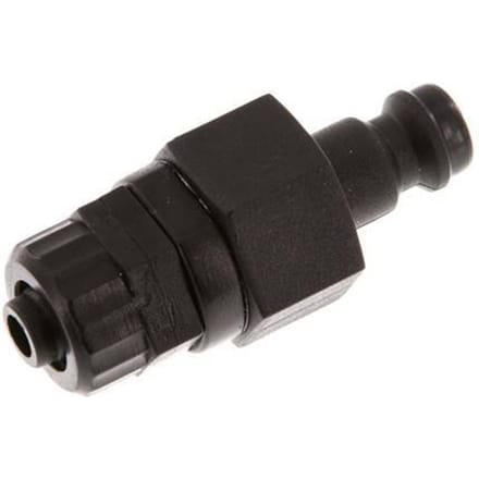POM DN 5 Koppeling Insteeknippel 6x8 mm opsteekfitting Dubbele afsluiting