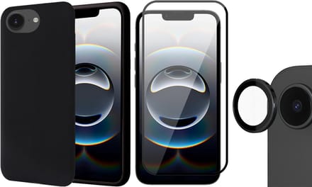 Hoesje geschikt voor iPhone 16e - Screenprotector Volledig Dekkend Glas & Camera Protector - Mat Back Case Zwart