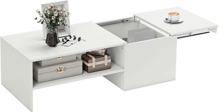 Homcom Coffee Table-Spaanplaat-110L x 52B x 36H cm-Wit