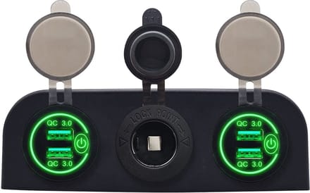 ProRide 12V USB Autolader 2 Poorten - QC3.0 - Voltmeter en 12V/24V Sigarettenplug - Drievoudig opbouw