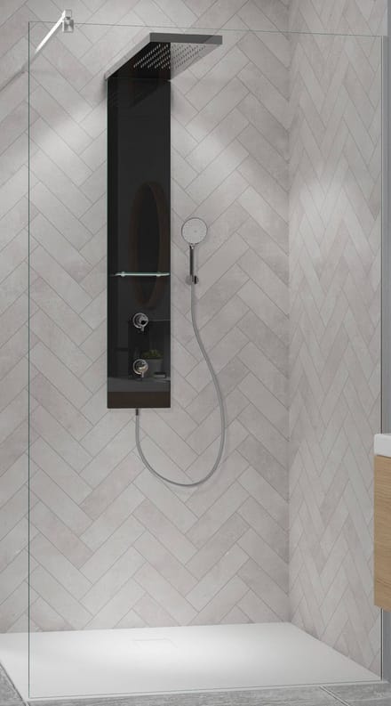 Ben Vivid Douchewand - 100x200 cm - Geborsteld Nikkel Helder Glas - Inloopdouche