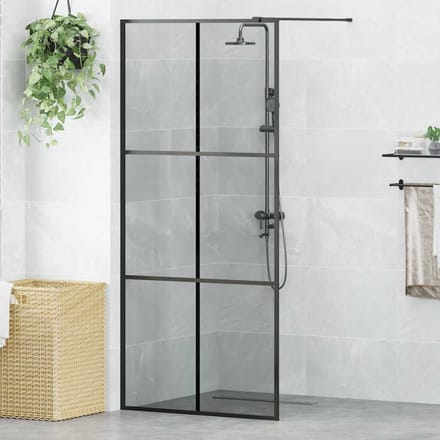 vidaXL - Inloopdouchewand - Zwart - 90 - x - 195 - cm - gehard - glas