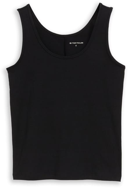 Tom Tailor - Slim fit top met ronde hals - Maat L - deep black