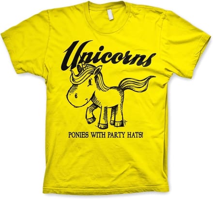Hybris Unicorns Ponies With Party Hats T-shirt geel