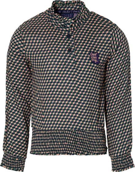 Quapi blouse Do roze/groen geomatric print voor meisjes - maat 92