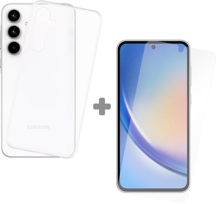Just in Case soft TPU Hoesje + Tempered Glas Screenprotector geschikt voor Samsung Galaxy A35 - Transparant