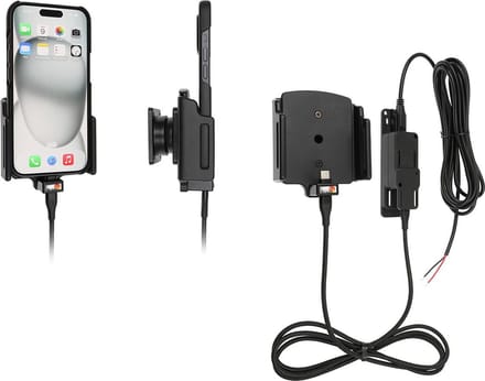 Brodit houder geschikt voor Apple iPhone 15/16/17 (Pro) Actieve verstelbare houder met vaste voeding