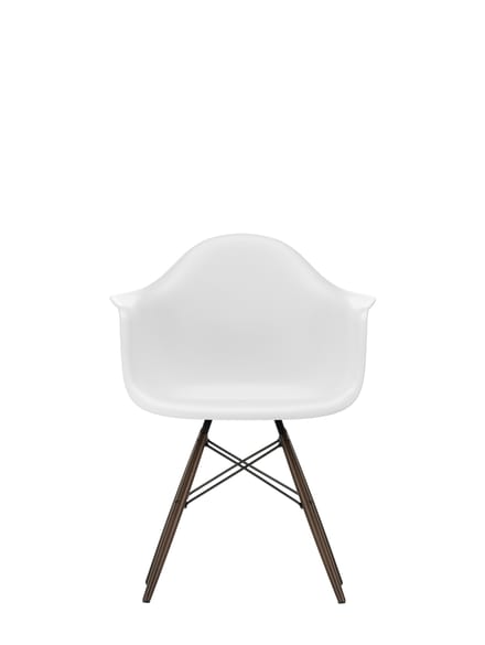 Vitra DAW Eames Plastic Armchair - katoen wit RE - donkere esdoorn