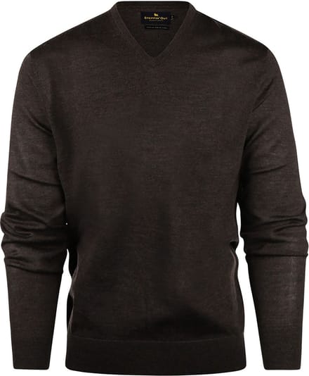 Steppin' Out Trui V-hals Merinowol Bruin - Maat 3XL - Heren