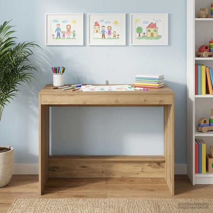 vidaXL - Bed - Bureau - Artisanaal - eiken - Bewerkt - hout - 100 - x - 45 - x - 75 - cm