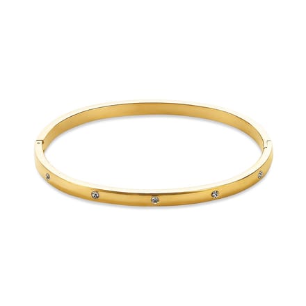 Twice As Nice Armband in goudkleurig edelstaal, bangle met kristallen 6cm