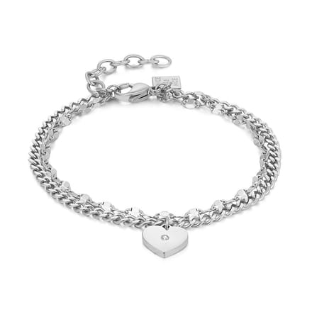 Twice As Nice Armband in edelstaal, hartje, 2 verschillende kettingen, hart 16cm+3cm