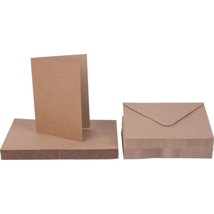 Dubbele kaarten met enveloppen "Kraftpapier", DIN A6, 50 stuks