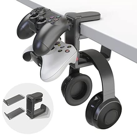 3-in-1 Gaming Hoofdtelefoon en Controller Houder met Verstelbare Arm - Onder Bureau Standaard