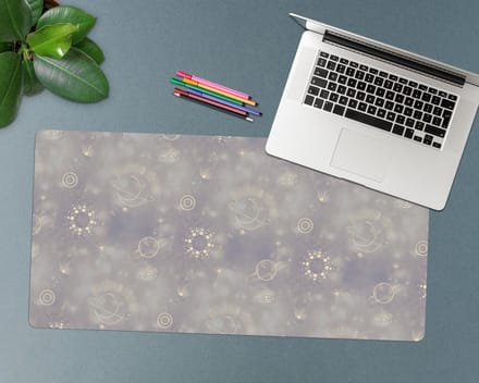 Coloray Bureau Onderlegger - Samenstelling van de planeten Computer Mat - 90 cm x 45 cm - Grijs Bureau Onderlegger - Bureau Pad - Bureau Mat - Bureaumat - Onderlegger Bureau