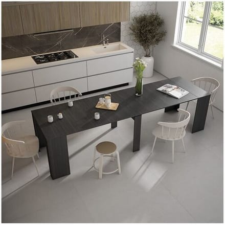 Skraut Home Uitschuifbare Consoletafel, 302x90x77cm, Voor 14 personen, Tafel, Zwart