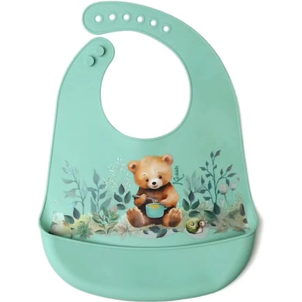 Slab met opvangbakje - Baby slabbetje siliconen waterproof - Beer