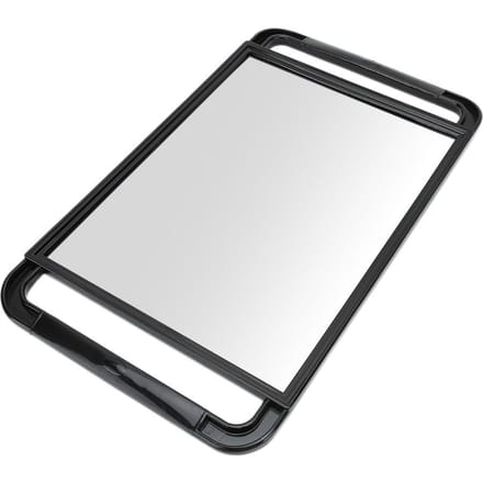Miroir à Double Poignée Grand Rectangle Maquillage Barbier Cheveux Portatif Miroir de Dos Salon Coiffure white