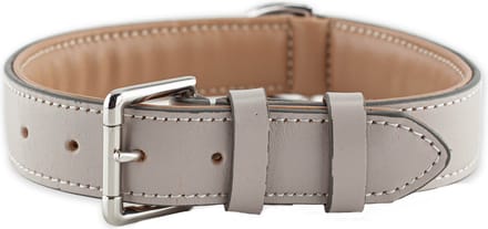 Brute Strength - Luxe leren halsband hond - Licht grijs - XL - (56 - 63) x 3,5 cm