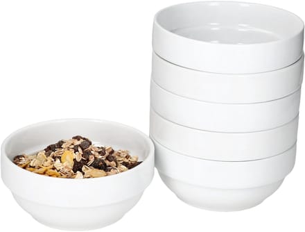 MamboCat TOMMY set van 6 kommen 14,2cm stapelbaar wit porselein