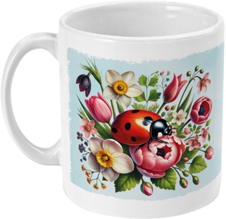 Mok | Bloemen - Lieveheersbeestje | 325ml