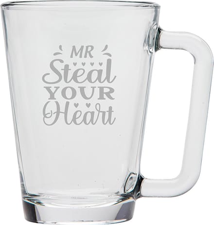 Gegraveerde Theeglas 26cl Mr. Steal your heart