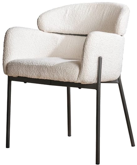 AnLi Style Armstoel Bouclé ronde rug - Bouclé wit - set van 2