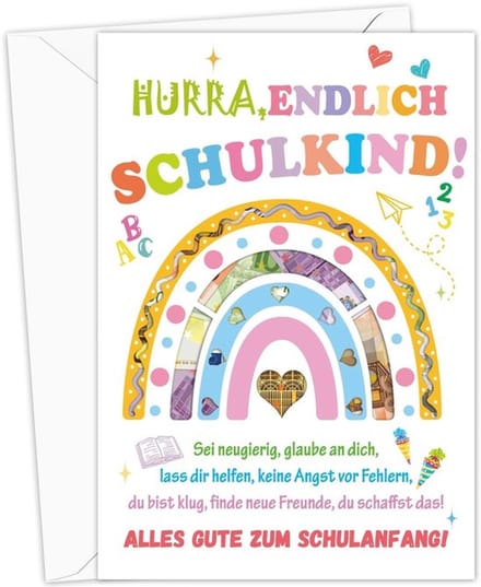 Dailygoods- Geldgeschenk Regenboog - Eerste Schooldag - Enveloppen