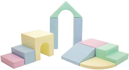 IGLU - Soft Play - Multifunctionele foam speelset - Creativity - pastel kleuren - foam blokken Soft Play met glijbaan