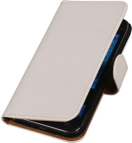 Effen Wit Samsung Galaxy J1 (2015) - Book Case Wallet Cover Hoesje