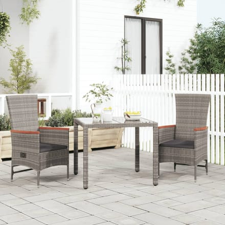 vidaXL Tuinstoelen 2 st verstelbaar met kussens poly rattan grijs