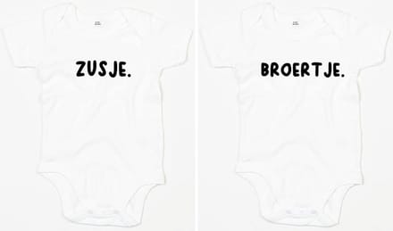 Rompertjes - Zusje & Broertje-Wit-6-12 Maanden