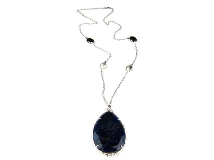 Ketting Model Raindrop zilveren ketting collier halssnoer met hanger blauwe steen