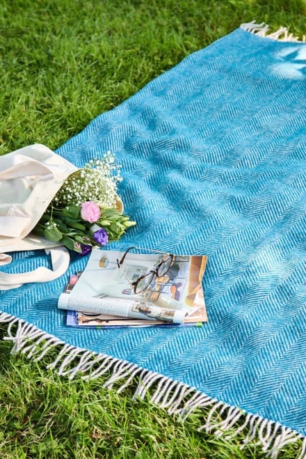 Picknickkleed Polo Teal and Hazel - Wol - Waterdicht - 150x183cm - Tweedmill