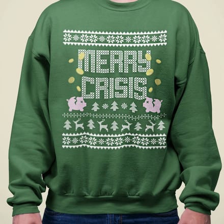 Foute Kerst Trui Groen Merry Crisis Piggybank M