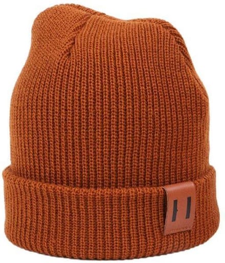 Stoer babymutsje/kindermuts - 40-55 cm omtrek - Bruin met lederen accent - Premium kwaliteit