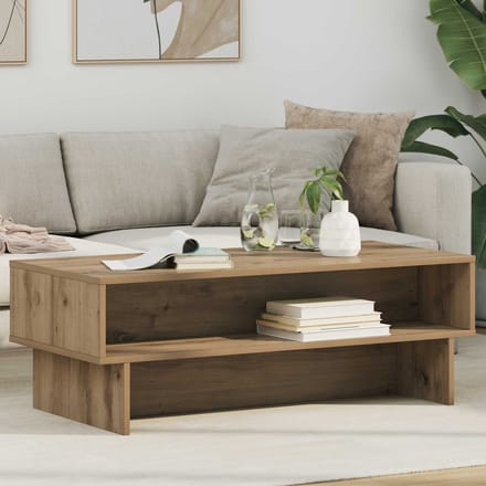 vidaXL - Salontafel - Artisan - Eiken - 100 - x - 46 - x - 35 - cm - Bewerkt - hout
