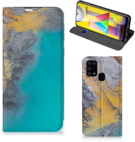 Samsung Galaxy M31 Standcase Marble Blue Gold