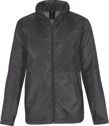 B&C Mens Multi Active Hooded Fleece Lined Jacket (Donkergrijs)