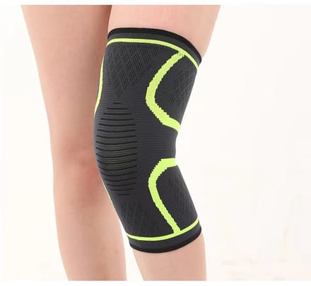Jonyx - Kniebrace - Knieband - Compressie - Bandage - Knee sleeve - Tegen blessures - Elastisch - Grijs/geel - Maat M
