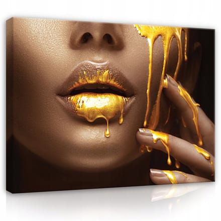 WALLARENA - Canvas schilderij - 100x70 cm - afbeelding van een vrouwengezicht met lippen op canvas