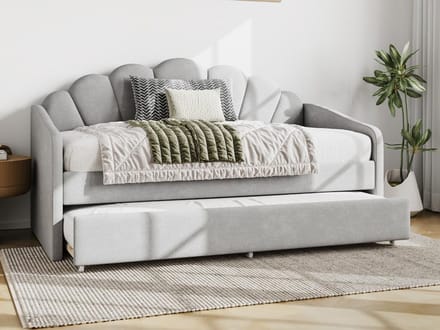 Vente-unique Bedbankje fluweel lichtgrijs 90 x 190 cm