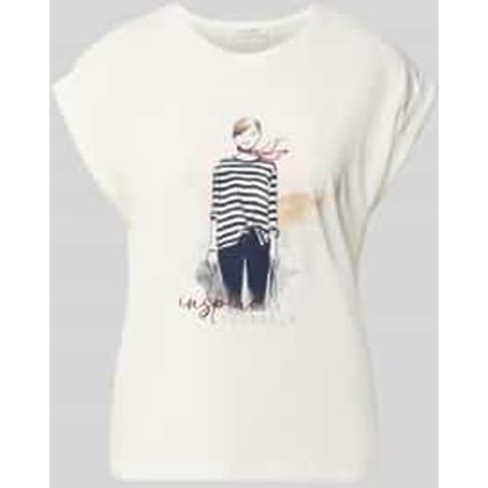 T-shirt met gefixeerde mouwomslagen