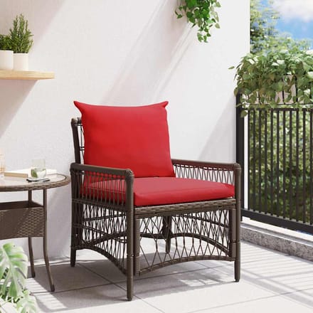 vidaXL Tuinstoel met kussen Bruin 73 x 61 x 77 cm poly rattan